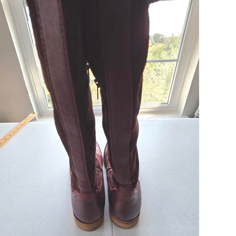 Kork-Ease Women's Burgundy Leather Suede Tall Riding Boots Size 6.5M Equestrian - Picture 4 of 11